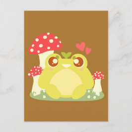 Cute Grönt Frog Sitta in Natur Vykort