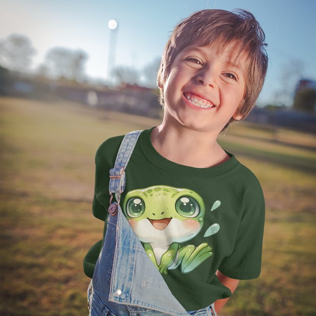 Cute Grönt Frog T Shirt (Green Frog Tee
)