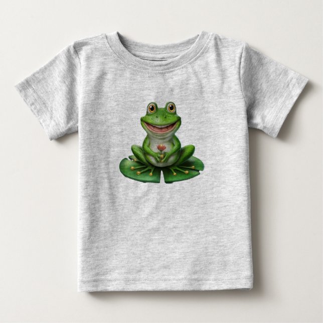 Cute Grönt Frog T Shirt (Framsida)