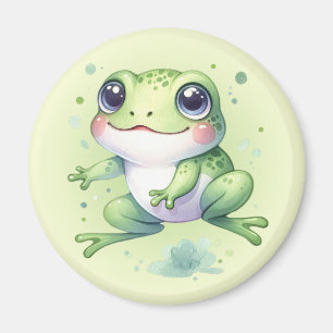 Cute Grönt Frog Tecknad Magnet