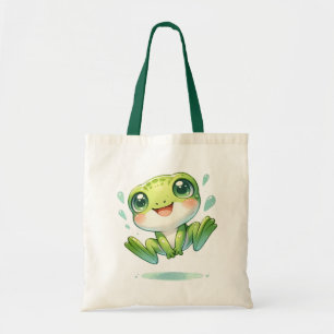 Cute Grönt Frog Tygkasse