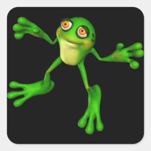 Cute Grönt Froggy Fyrkantigt Klistermärke