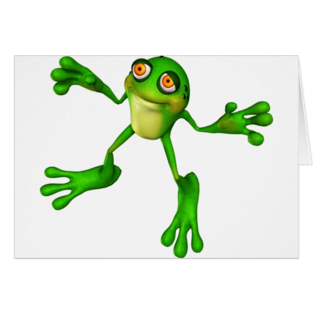 Cute Grönt Froggy Hälsningskort (Framsidan Horizontal)