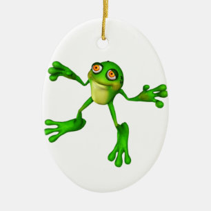 Cute Grönt Froggy Julgransprydnad Keramik