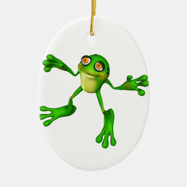 Cute Grönt Froggy Julgransprydnad Keramik (Framsidan)