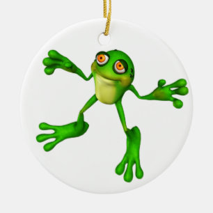 Cute Grönt Froggy Julgransprydnad Keramik