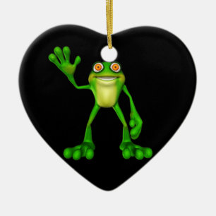 Cute Grönt Froggy Julgransprydnad Keramik