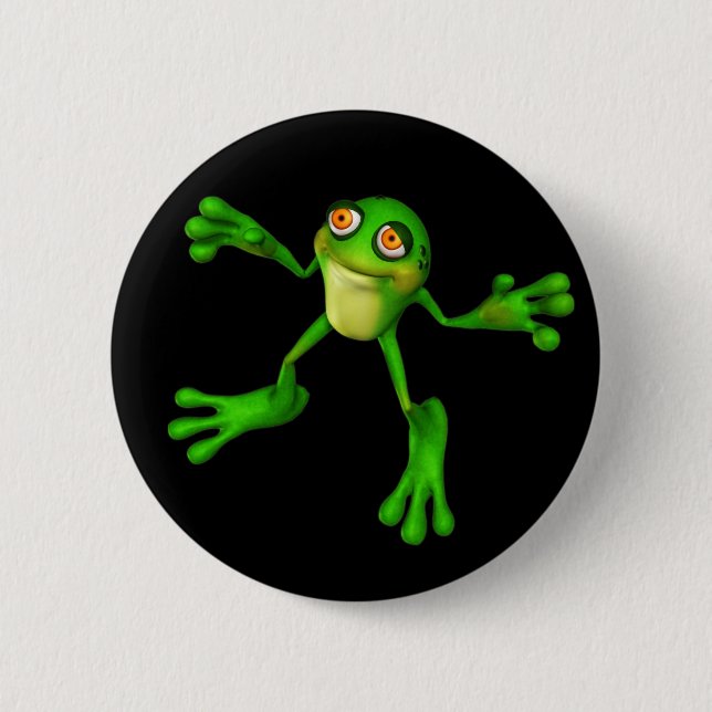 Cute Grönt Froggy Knapp (Framsida)