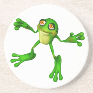 Cute Grönt Froggy Underlägg Sandsten