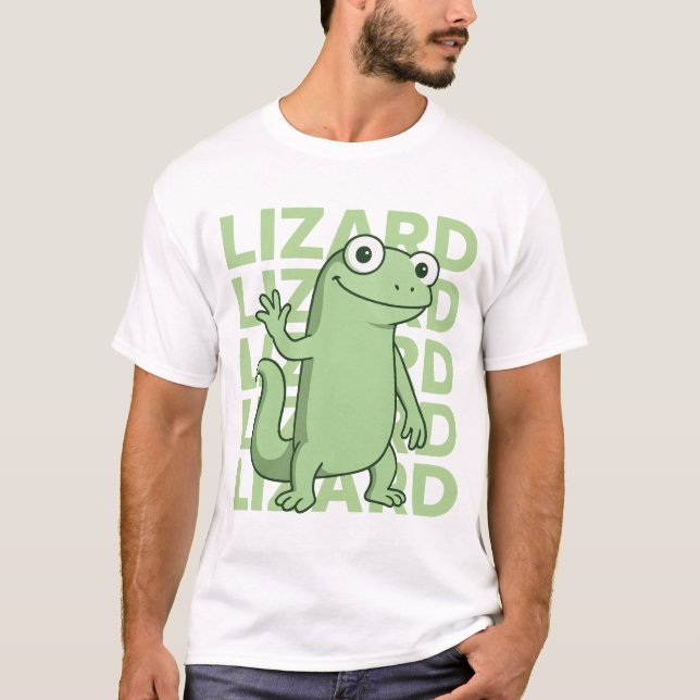 Cute Grönt Gecko Reptile Graphic Tee for Animal Lo (Framsida)