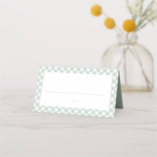 Cute grönt gingham, enkel neutralt babydusch placeringskort