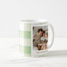 Cute Grönt Gingham Play Anpassningsbar Family Phot Kaffemugg