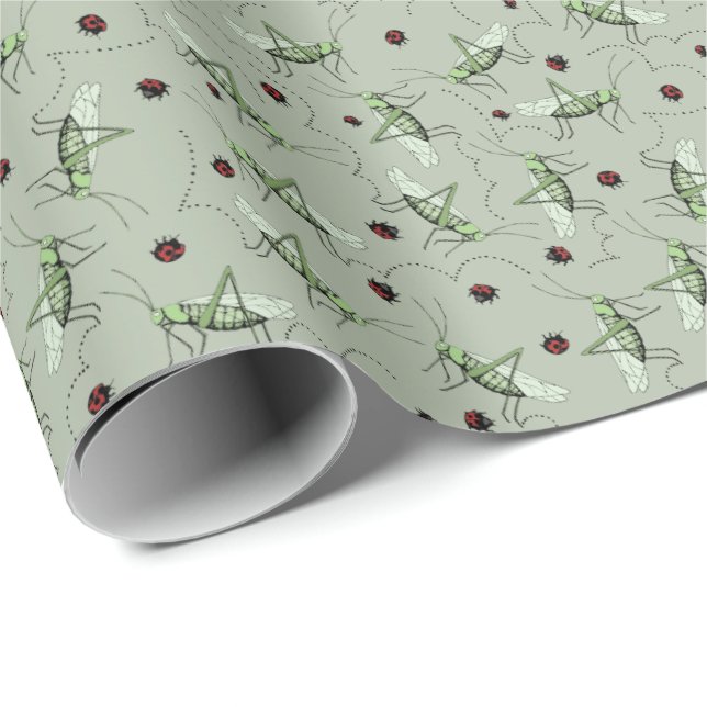 Cute Grönt Grashers Insekt Kids Presentpapper (Rullad Hörn)