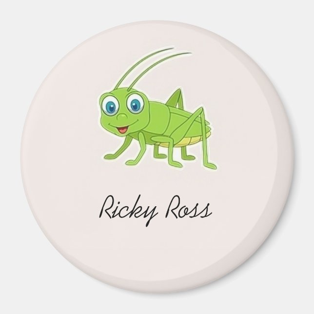 Cute grönt grasopper lila magnet (Framsidan)