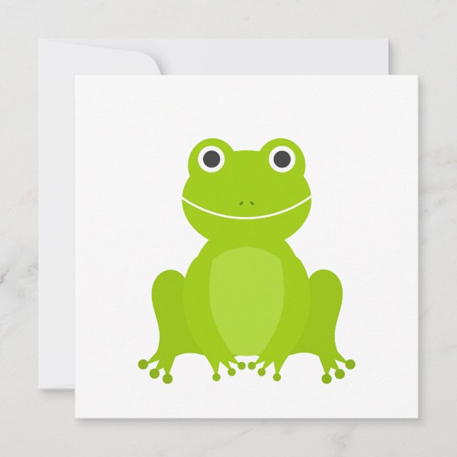 Cute grönt groda inbjudningar (Framsida)