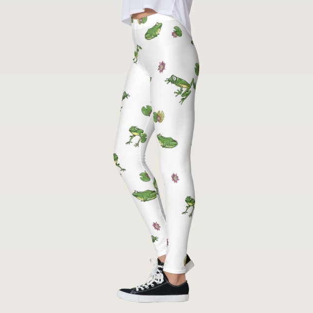 Cute grönt groda mönster leggings (Vänster)