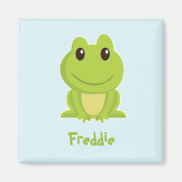 Cute grönt groda på blått magnet
