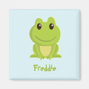 Cute grönt groda på blått magnet