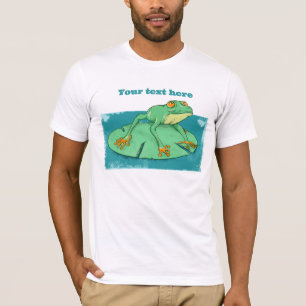 Cute grönt groda på en lilja t shirt