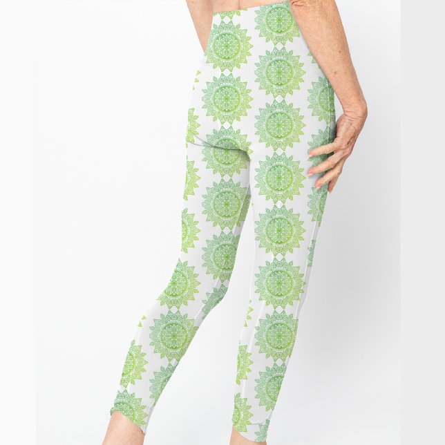 Cute Grönt Guld Mandala Mönster Elegant Söt  Leggings (Skapare uppladdad)