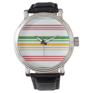Cute grönt gult rand armbandsur