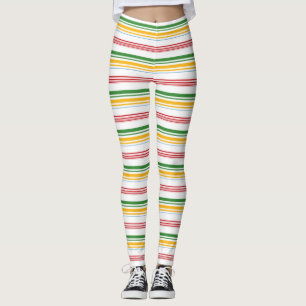 Cute grönt gult rand dekorativ kudde leggings