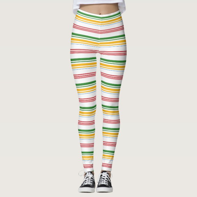 Cute grönt gult rand dekorativ kudde leggings (Framsida)