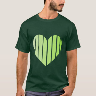 Cute Grönt Heart-utskrivet T-Shirt