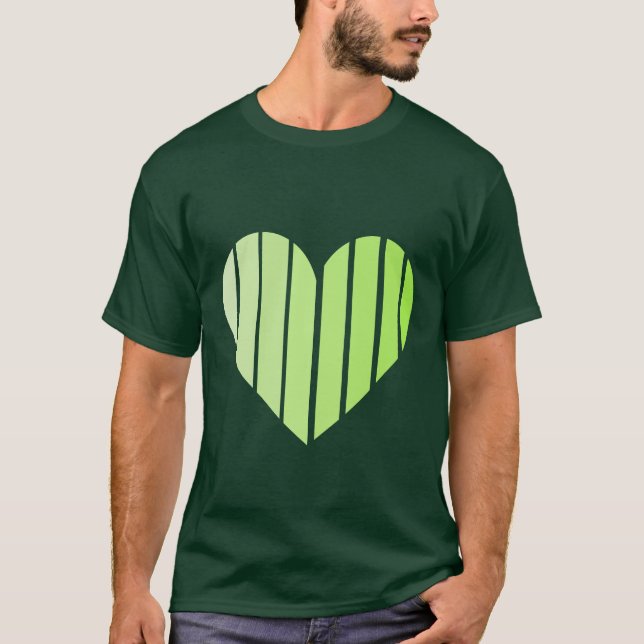 Cute Grönt Heart-utskrivet T-Shirt (Framsida)