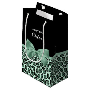 Cute Grönt Jaguar Skriv ut Girly Jade Bow och Namn