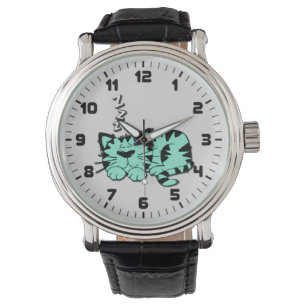 Cute Grönt Kattunge Nap Wrist Watch Armbandsur