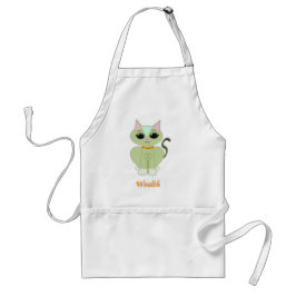 Cute grönt kattunge tecknad förkläde