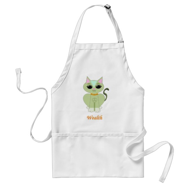 Cute grönt kattunge tecknad förkläde (Framsidan)