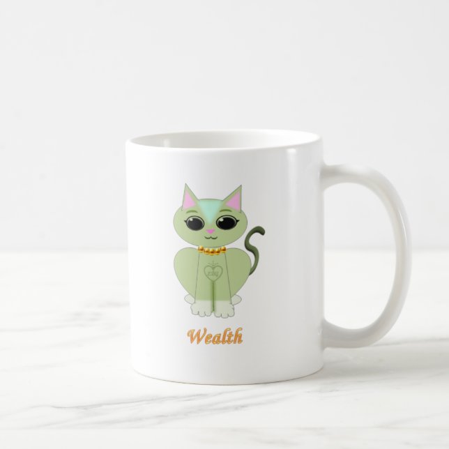 Cute grönt kattunge tecknad kaffemugg (Höger)