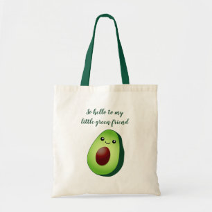 Cute grönt kawaii avocado teckning livsmedel shop tygkasse