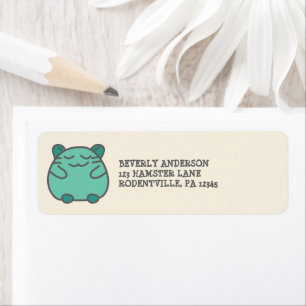 Cute Grönt Kawaii Hamster Returadress Etikett