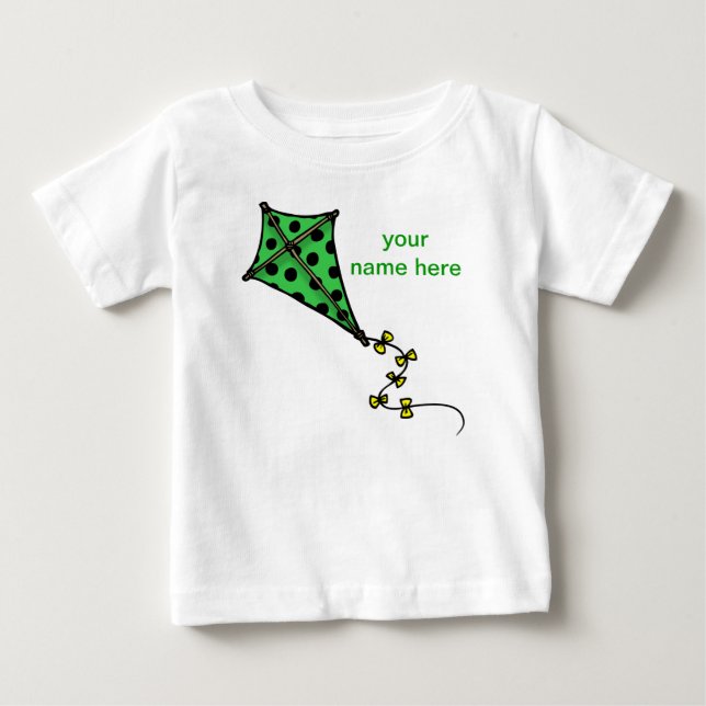 Cute Grönt Kite Småbarn Longtärmaden T-shirt (Framsida)