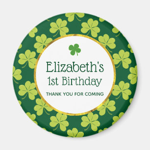 Cute Grönt Klöver Shamrock Mönster Birthday Magnet