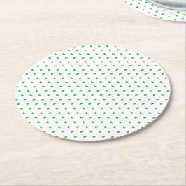 Cute Grönt Klöver Shamrock mönster moderna chic Underlägg Papper Rund