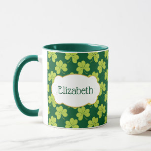 Cute Grönt Klöver Shamrock Mönster Mugg