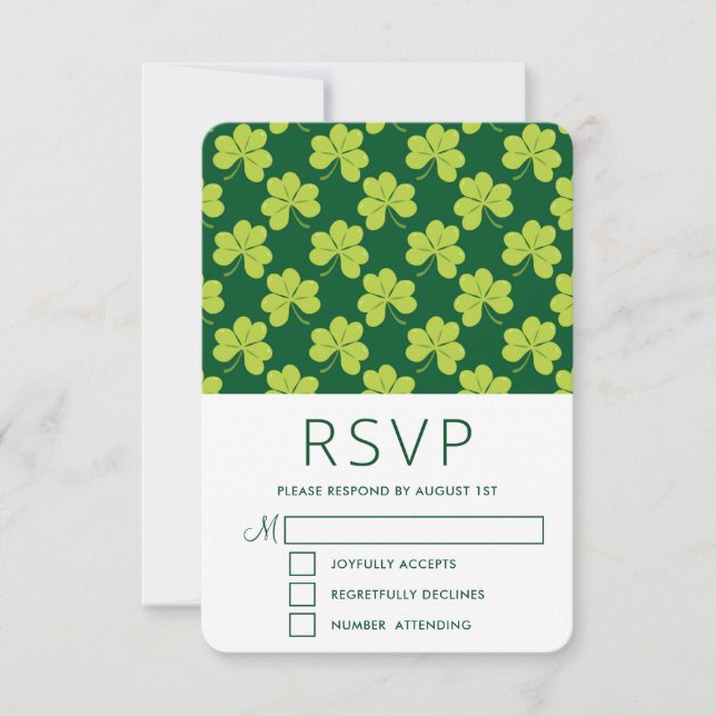 Cute Grönt Klöver Shamrock Mönster OSA Kort (Framsida)