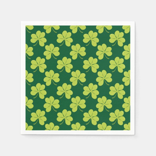 Cute Grönt Klöver Shamrock Mönster Pappersservett (Framsidan)