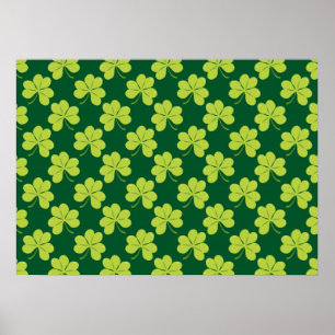 Cute Grönt Klöver Shamrock Mönster Poster