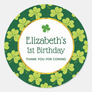 Cute Grönt Klöver Shamrock Mönster Runt Klistermärke