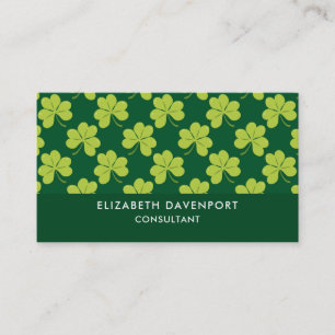 Cute Grönt Klöver Shamrock Mönster Visitkort