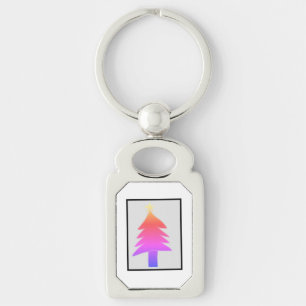 CUTE grönt-kritiker träd KEYCHAIN Rektangulärt Silverfärgad Nyckelring