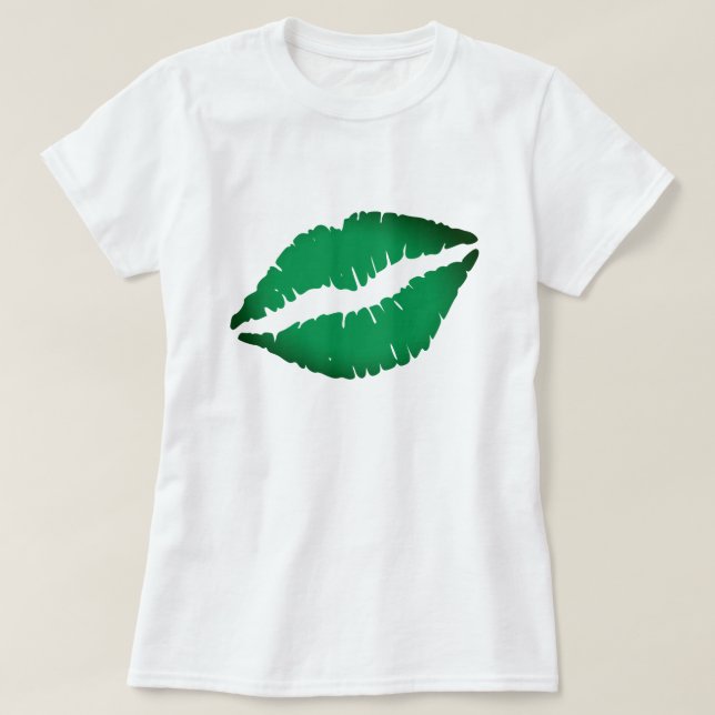 Cute Grönt Läppar Kiss Me Jag är Irish St Patrick  T Shirt (Design framsida)