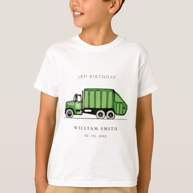 Cute Grönt Lastbil Kids oavsett ålder T Shirt (Framsida)