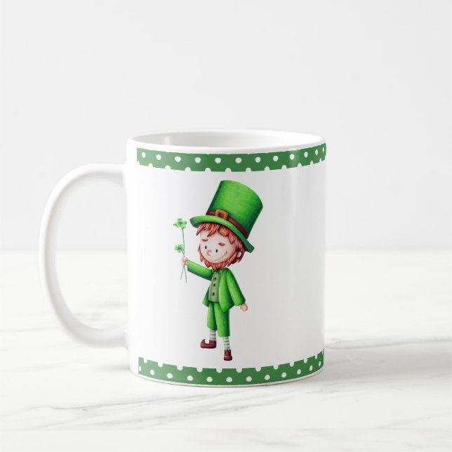 Cute Grönt Leprechaun Kaffemugg (Vänster)