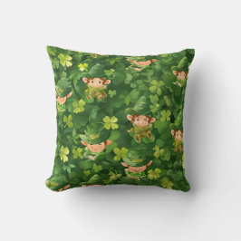 Cute Grönt Leprechaun Mönster Kudde